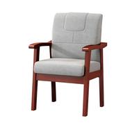 LEIYTFE Sedia Da Ufficio In Cotone E Lino Per La Casa, Sedie Da Hall Imbottite In Stile Retrò, Sedia Fissa, Sedie Da Lettura Per Studio(Grey,Red Wood)