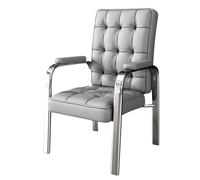 LEIYTFE Sedia Per Ospiti In Ecopelle Con Braccioli Imbottiti E Cuscino, Sedie Da Ufficio Minimaliste, Gambe In Acciaio Al Carbonio, Sedia Da Studio Per La Lettura A Casa(Light grey,Sliver Legs)