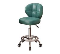LEIYTFE Sedie Da Disegno Regolabili In Altezza Sgabelli Con Rotelle In Pelle Oliata, Sedia Da Ufficio Con Schienale E Poggiapiedi, Sgabello Girevole Per Banco Da Laboratorio Salone(Groen,A)