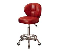 LEIYTFE Sedie Da Disegno Regolabili In Altezza Sgabelli Con Rotelle In Pelle Oliata, Sedia Da Ufficio Con Schienale E Poggiapiedi, Sgabello Girevole Per Banco Da Laboratorio Salone(Red,A)