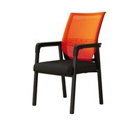 LEIYTFE Sedie da ufficio impilabili in rete con supporto lombare ergonomico Sedia da ufficio con schienale medio, sedie da reception con braccioli per sala d'attesa(Orange)