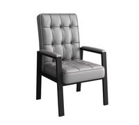 LEIYTFE Sedie Per Ospiti In Pelle Senza Ruote Sedia Da Ufficio Con Braccioli, Poltrona Per Sala D'attesa Con Supporto Lombare Robuste Gambe In Acciaio(Light grey)