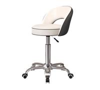 LEIYTFE Seggiolone Con Schienale, Sgabello Da Bar Multifunzionale Per Centri Benessere, Sgabelli Da Negozio/salone Medico Con Ruote Piccola Sedia Da Ufficio In Pelle(White+grey,A)