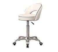 LEIYTFE Seggiolone Con Schienale, Sgabello Da Bar Multifunzionale Per Centri Benessere, Sgabelli Da Negozio/salone Medico Con Ruote Piccola Sedia Da Ufficio In Pelle(White,A)