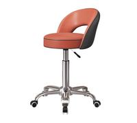 LEIYTFE Seggiolone Con Schienale, Sgabello Da Bar Multifunzionale Per Centri Benessere, Sgabelli Da Negozio/salone Medico Con Ruote Piccola Sedia Da Ufficio In Pelle(Brown+grey,A)