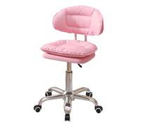 LEIYTFE Sgabello Girevole Con Schienale, Sedia Da Ufficio Per Casa Con Rotelle, Sgabello Da Salone Di Bellezza Regolabile In Altezza, Seduta Imbottita Ergonomica Sedie Piccole(Roze)