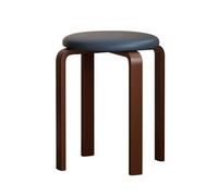 LEIYTFE Stacking Wood Stool For Dining Room,Backless Nesting Stools Round Top,for Dining Room Classroom,Ladies Vanity Stool Modern Portable Stools(Dark blue,Walnut)