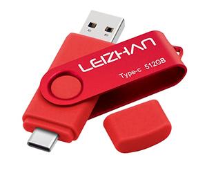 leizhan Chiavetta USB 3.0 da 512 GB, per Samsung Galaxy Note10, S10, Note 9, S9, Note 8, S8, Google Pixel, rosso