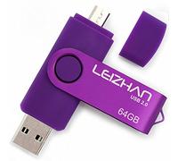 LEIZHAN PenDrive 2.0 64GB Chiavetta USB Memoria Stick OTG(On the Go) 2 in 1(Micro USB & USB 2.0) Flash Drive Supporto Telefono Android Tablet PC Porpora