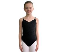 Lejafay Bambine Danza Unitard Camicia Atletica Un Pezzo Elasticizzato Ginnastica E Tumbling Nero 5-6 anni