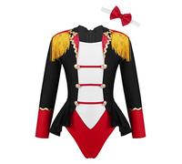 Lejafay Costume Da Ballo Balletto Per Bambina Body Manica Lunga Costume Da Ginnastica Ritmica Circo Maestro Direttore Del Circo Travestimento Ballerina Nero 11-12 anni