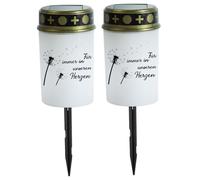 Lejelyma 2 pc luci tomba solari, luci solari impermeabili da 5, 6x2, 8 pollici per il cimitero, lanterne commemorative senza fiamma con tomba a spillo a terra