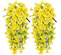 Lejelyma 2 Pezzi Fiori della Gloria mattutina Artificiale, lunghiplipisti di Morning Gloria di Morning Long, Piante in Finto Resistente ai Raggi UV per Il Giardino del Patio Portico Domestico