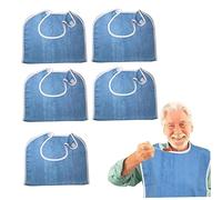 Lejelyma Adult Bibs for Eating 5PCS Absorbent Large Adult Bibs for Elderly Women Men Terry Cloth with Loop Closure Clothing Protectors Adults Disabled