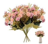 Lejelyma Carnation Artificial Flowers 4 Bunches 12 inch Silk Flower Carnations Realistic Multi Flower Heads Bouquet for Photo Props Floral Arrangement Wedding Party Decor Style 1