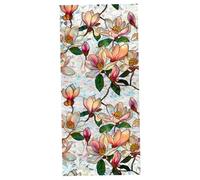 Lejelyma Floral Window Film, 17x39 PVC Removable Magnolia Flowers Stained Glass Window Film for Home Office Living Room Bedroom Glass Windows Door Decor