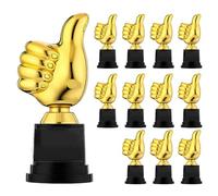 Lejelyma Funny Trophy 12PCS 5 inch Thumbs up Mini Trophies Plastic Golden Awards And Trophies Portable Participation Trophy for Halloween Party Kids Children