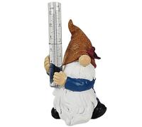 Lejelyma Garden Gnomes with Rain Gauge for Outdoor Christmas Decorations Cute Resin GNOME Rain Gauges for Garden Painted GNOME Statue Outdoor Decor Red