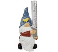 Lejelyma Garden Gnomes with Rain Gauge for Outdoor Christmas Decorations Cute Resin GNOME Rain Gauges for Garden Painted GNOME Statue Outdoor Decor Blue