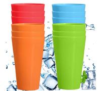 Lejelyma Grandi bicchieri di plastica, 12 pezzi da 450 ml/15 once di bicchiere di plastica senza grazia, tappeti di senza grazia, lavastoviglie in modo sicuro tumbler di grandi dimensioni, multicolor
