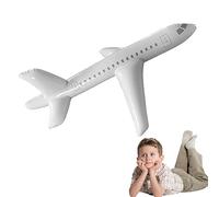 Lejelyma Inflatable Airplane for Kids 39.4inch Cute Cartoon Inflatable Aircraft Foldable White Indoor Outdoor Swimming Toy Airplane Birthday