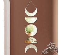 Lejelyma Moon Phase Mirror Set, 30" Acrylic Hanging Wall Decor Bedroom with Rope, Moon Phase Mirror Room Decor Aesthetic for Room Decoration
