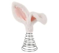 Lejelyma Tree Topper, Cute Ear Plush Bunny Decor with Metal Spiral Base, 10x4 inch Creative Topper for Halloween Easter Holiday Party