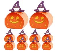 LejeMaek Halloween Treat Boxes 10pcs Cartoon Pumpkin Halloween Candy Box Adorable Paper Candy Packaging per Treat Cookies Goodie Box Forniture per Feste Pumpkins, Decorazioni di Zucca