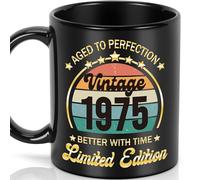 LEJIAJINW Divertente regalo per il 50° compleanno uomo donna felice 50° compleanno decorazioni per lui donna 50 anni vintage 1975 informazioni sui vecchi tempi Back to 1975 Tazza in ceramica per
