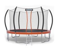 LEJUMP Trampolino Elastico da Giardino Ø 366cm, Trampolini Elastici per Bambini con Scale e Reti di Sicurezza, Tappeto Elastico per Bambini e Adulti (Arancio, 366cm)