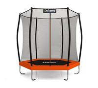 LeJump Trampolino Elastico per Bambini 235 cm, Trampolino Grande Certificato EN 71-14, Trampolino da Giardino con Rete di Sicurezza Alta, Capacità di Carico 100 kg (Arancio, 235cm)