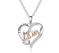 LEKANI Mamma, Ti vogliamo bene Collana per mamma Cuore Ciondolo in Argento Sterling 925 Gioielli Donna Regalo Originale per donna Mamma Natale Festa Della Mamma Compleanno (rose gold)