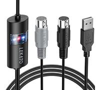 LEKATO Cavo MIDI, adattatore MIDI USB con indicatore luminoso Interfaccia MIDI a 5 pin Convertitore ingresso-uscita MIDI da 6,5 piedi da tastiera a PC/Mac/laptop
