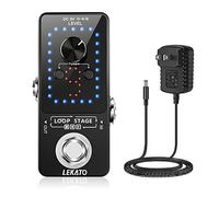 LEKATO Guitar Looper Pedal Effect Pedal with Tuner Function Looper Pedal Loops 9 Loops 40 minutes Record Time with USB Cable and 9 V 0,6 A Pedal Power Supply Adapter