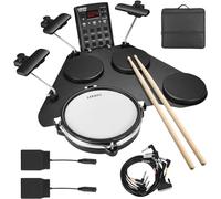 LEKATO Set di Batteria Elettronica, Set di Batteria Elettrica Portatile per Principianti con Pad Rullanti Silenziosi in Mesh, 220 Suoni, USB MIDI, 2 Pedali Switch, Bacchette, Borsa da Viaggio