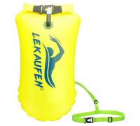 LeKaufen Boa da nuoto per acque libere, galleggiante di sicurezza da 20 l, impermeabile, per nuotatori, triatleti, kayakisti, snorkeling, boa da nuoto per un allenamento di nuoto più sicuro (giallo