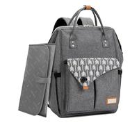 Lekebaby Bebe Maternite - Zaino per il cambio con materassino, borsa per il cambio, retro impermeabile, motivo freccia, colore: Grigio