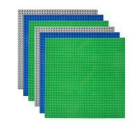 Lekebaby Confezione da 6 piastre di base classiche, 25,4 x 25,4 cm, 100% compatibili con tutte le principali marche, per bambini di età superiore ai tre anni, verde/blu/grigio
