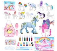 Lekebaby Set Pittura Unicorno regalo per ragazze 4 5 6 7 8 9 10anni, set da pittura con 12 unicorni da colorare giocattolo per bambini e bambine dai 3 anni in su