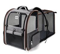 Lekebobor - Trasportino extra large per gatti, espandibile, per cani di taglia piccola/media e gatti medi/grandi, grigio