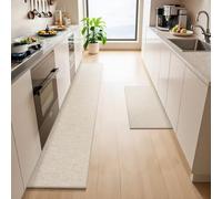 LEKEEPGO Tappeto Cucina Antiscivolo Lavabile 43.5x75cm+43.5x200cm, 2 Pezzi Passatoia Cucina, Tappeti Cucina, Assorbente Tappetino Cucina, Tappeto per Cucina, Corridoio, Lavanderia, Beige