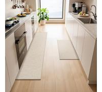 LEKEEPGO Tappeto Cucina Antiscivolo Lavabile 43x75cm+43x150cm, 2 Pezzi Passatoia Cucina, Tappeti Cucina, Assorbente Tappetino Cucina, Tappeto per Cucina, Corridoio, Lavanderia, Beige