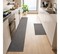 LEKEEPGO Tappeto Cucina Antiscivolo Lavabile 43x75cm+43x200cm, 2 Pezzi Passatoia Cucina, Tappeti Cucina, Assorbente Tappetino Cucina, Tappeto per Cucina, Corridoio, Lavanderia, Grigio