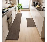 LEKEEPGO Tappeto Cucina Antiscivolo Lavabile 43x75cm+43x200cm, 2 Pezzi Passatoia Cucina, Tappeti Cucina, Assorbente Tappetino Cucina, Tappeto per Cucina, Corridoio, Lavanderia, Marrone