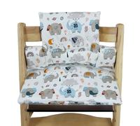 LEKEFET - Cuscino da seduta per bambini Stokke Tripp Trapp, 2 pezzi, impermeabile, rimovibile, morbido, facile da pulire, facile da fissare, parco di elefanti