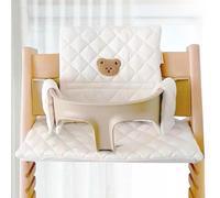 LEKEFET - Cuscino per seggiolino per bambini, 2 pezzi, impermeabile, morbido cuscino per sedile per bambini, facile da pulire, facile da montare, colore: bianco, orso