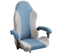 LEKEFETO 1 set di coprisedili per sedia da gioco, estensibili, rimovibili, con braccioli, lavabile, per sedia da gaming, da corsa, da computer, senza sedia (grigio e blu)