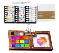 LEKEFETO 15 colori mini set di acquerelli, tavolozza acquerello portatile, include tavolozza, 24 colori, libro da disegno, penna e clip
