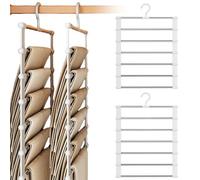 LEKEFETO 2 grucce per pantaloni, salvaspazio, appendini pieghevoli per diversi vestiti, appendiabiti per pantaloni, organizzatore per guardaroba, pantaloni appesi, sciarpe, cravatte