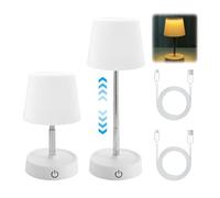 LEKEFETO 2 lampade da tavolo a LED con batteria USB ricaricabile: lampada da tavolo senza fili regolabile in altezza, telescopio touch, lampada da comodino, batteria ricaricabile con USB per comodino,